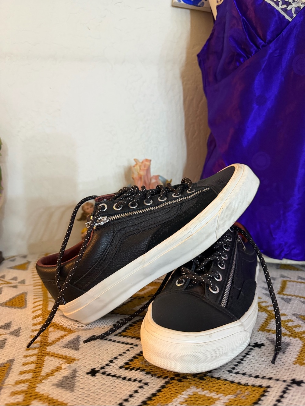 Black leather vans